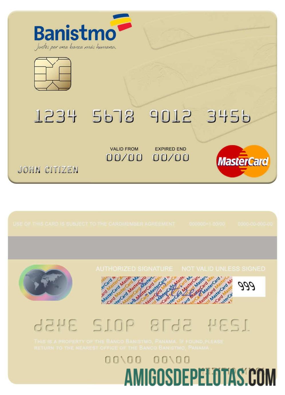 Panama Banco Banistmo Mastercard real example